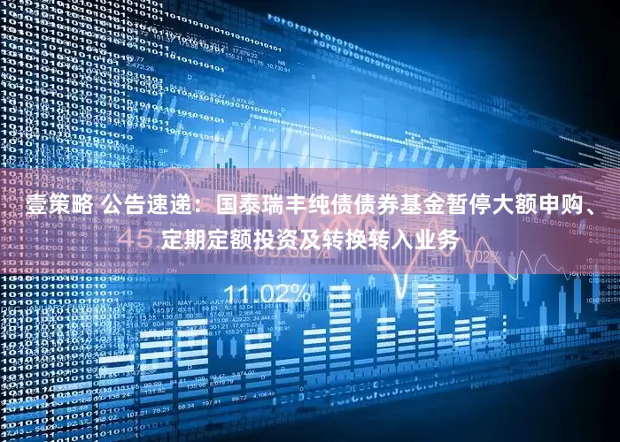 壹策略 公告速递：国泰瑞丰纯债债券基金暂停大额申购、定期定额投资及转换转入业务
